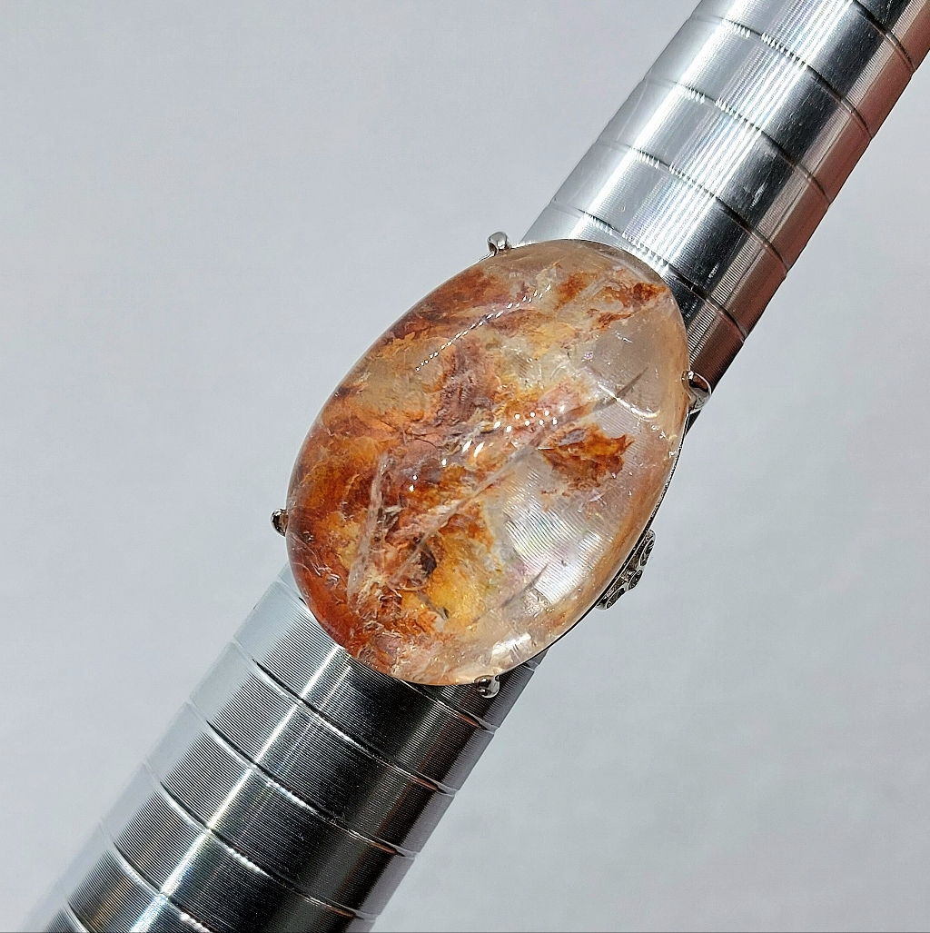 Rainbow Fire Quartz In Sterling Silver Ring (Adjustable)